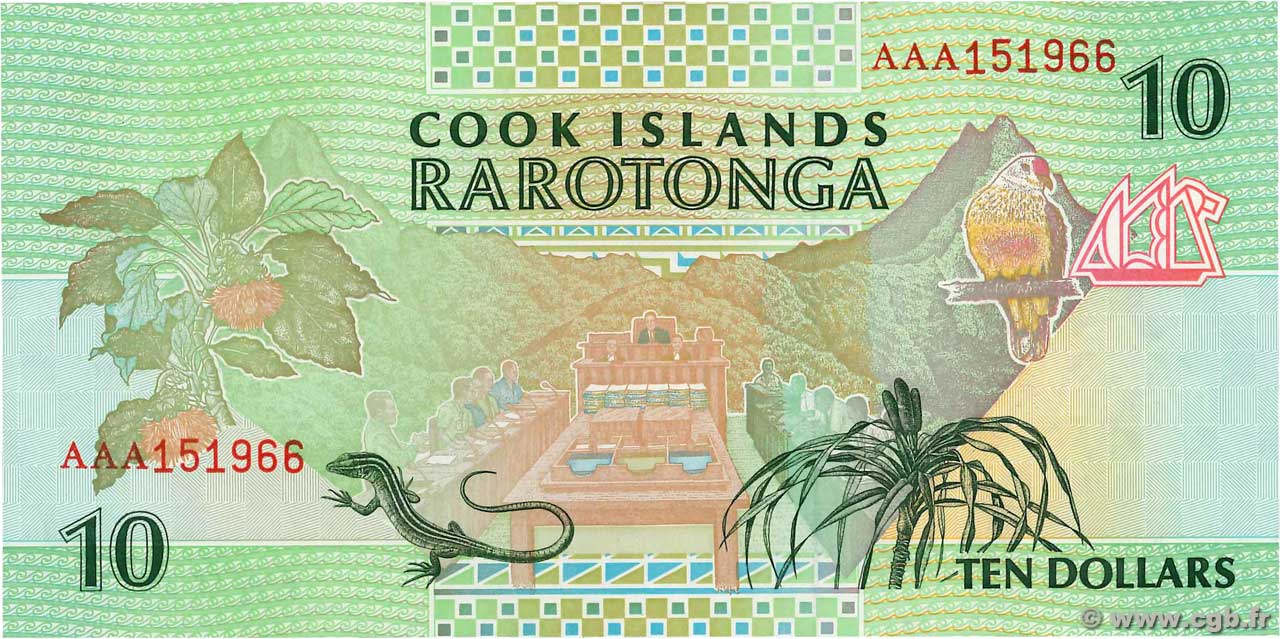10 Dollars ISOLE COOK  1992 P.08a FDC