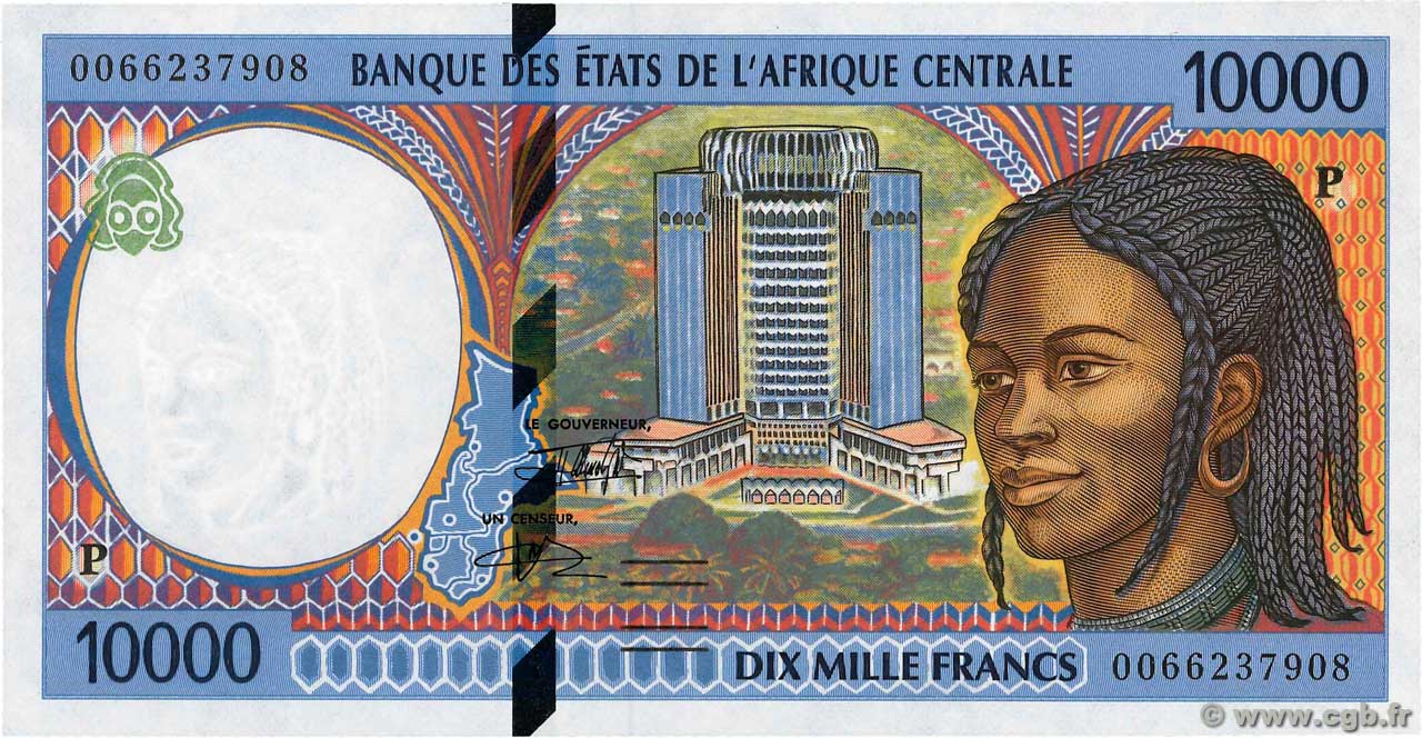 10000 Francs STATI DI L  AFRICA CENTRALE  2000 P.605Pf FDC