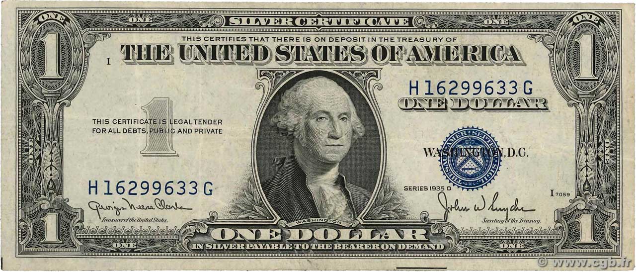 1 Dollar ESTADOS UNIDOS DE AMÉRICA  1935 P.416D1 BC