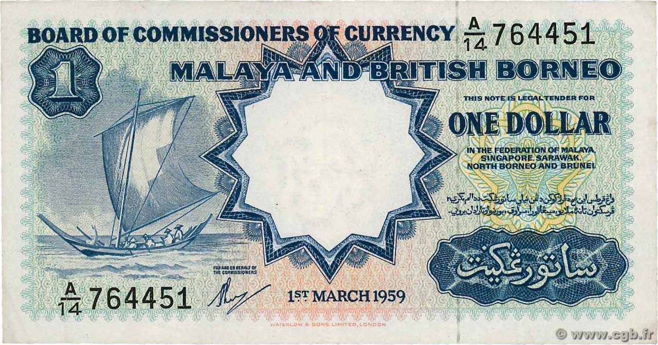 1 Dollar MALAYA e BRITISH BORNEO  1959 P.08a SPL
