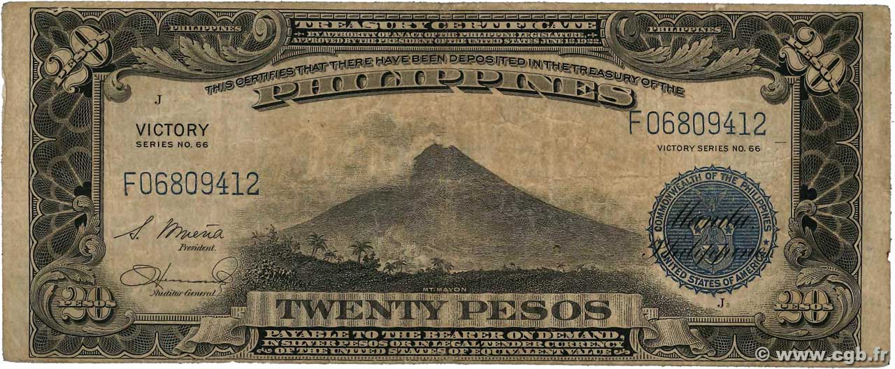 20 Pesos FILIPPINE  1944 P.098a MB