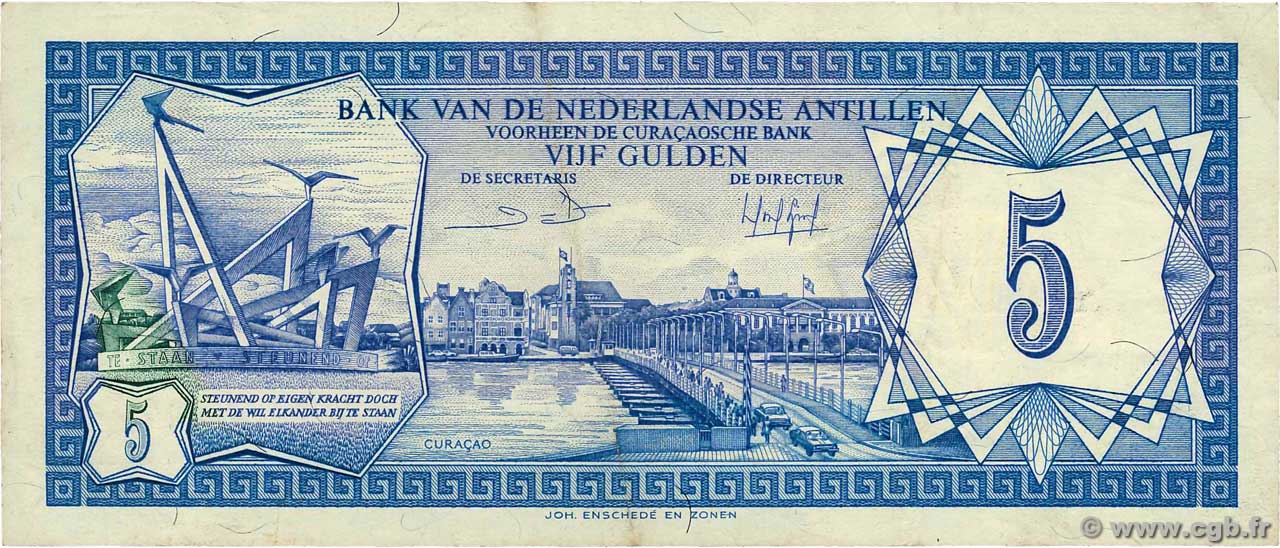 5 Gulden NETHERLANDS ANTILLES  1984 P.15b MBC