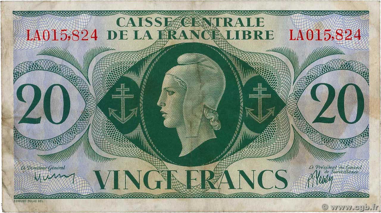 20 Francs SAINT-PIERRE UND MIQUELON  1943 P.12 SS