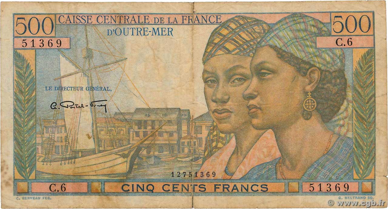 500 Francs Pointe à Pitre AFRIQUE ÉQUATORIALE FRANÇAISE  1946 P.25 BC