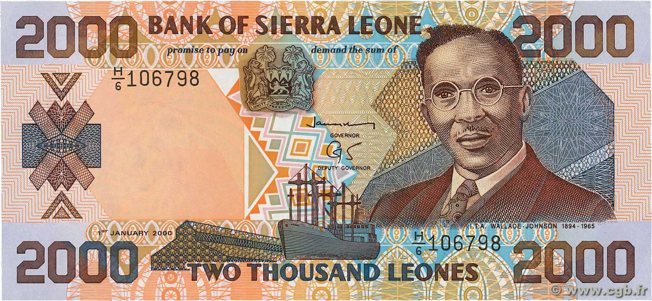 2000 Leones SIERRA LEONE  2000 P.25 UNC