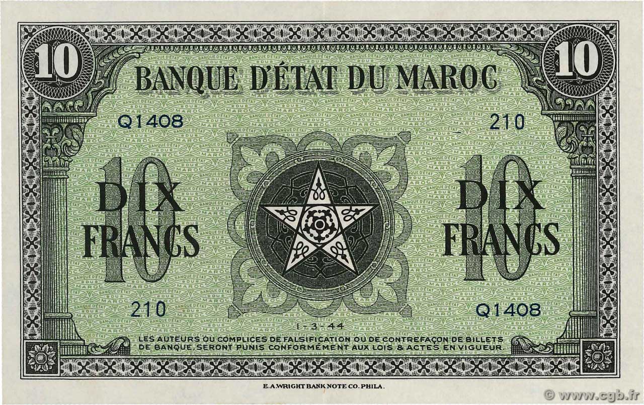 10 Francs MOROCCO  1944 P.25 XF+