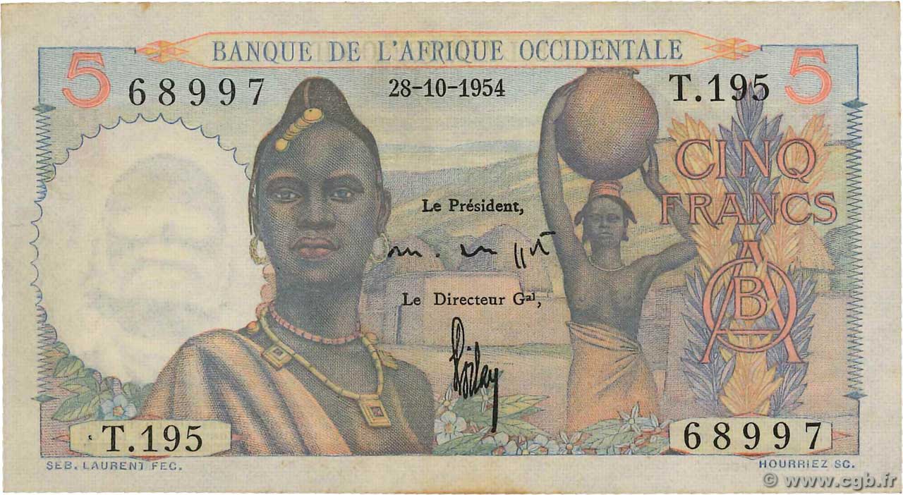 5 Francs FRENCH WEST AFRICA (1895-1958)  1954 P.36 XF