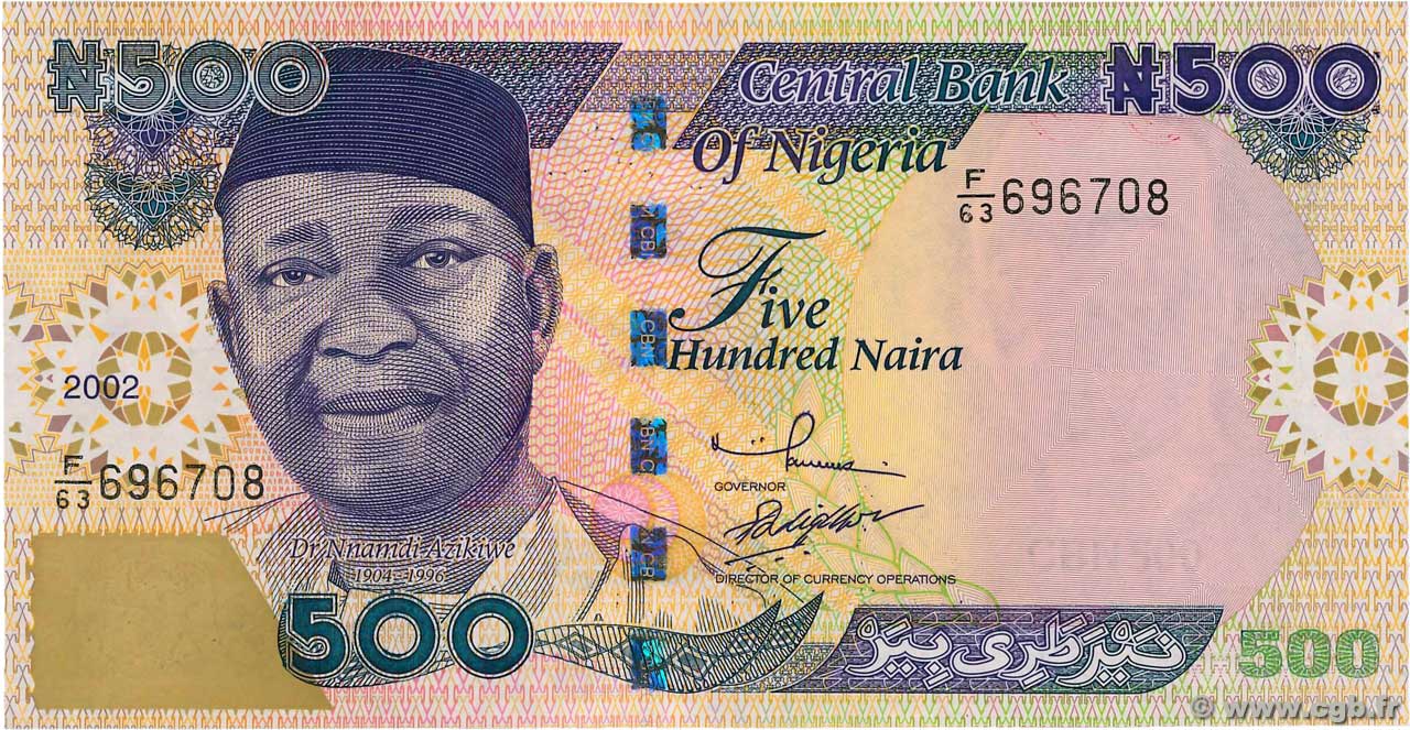 500 Naira NIGERIA  2002 P.30a UNC