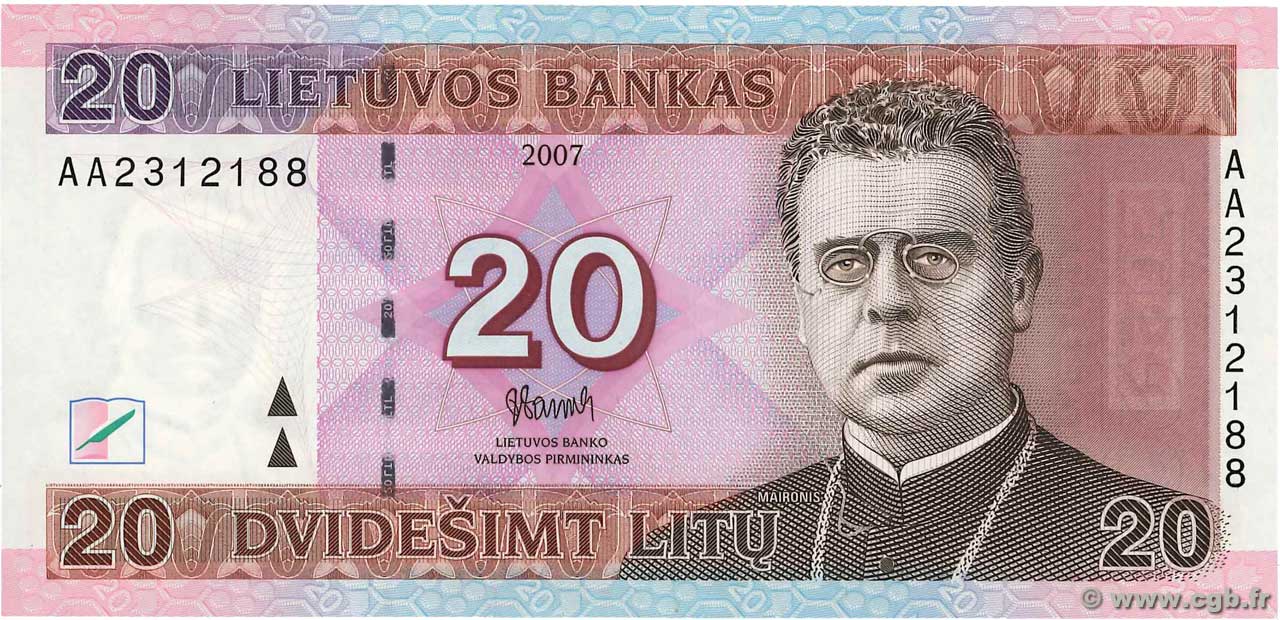 LITHUANIA 20 Litu 2007 P69 UNC Banknote
