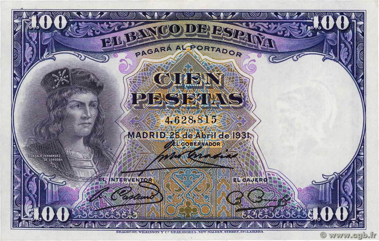 100 Pesetas ESPAGNE  1931 P.083 SPL