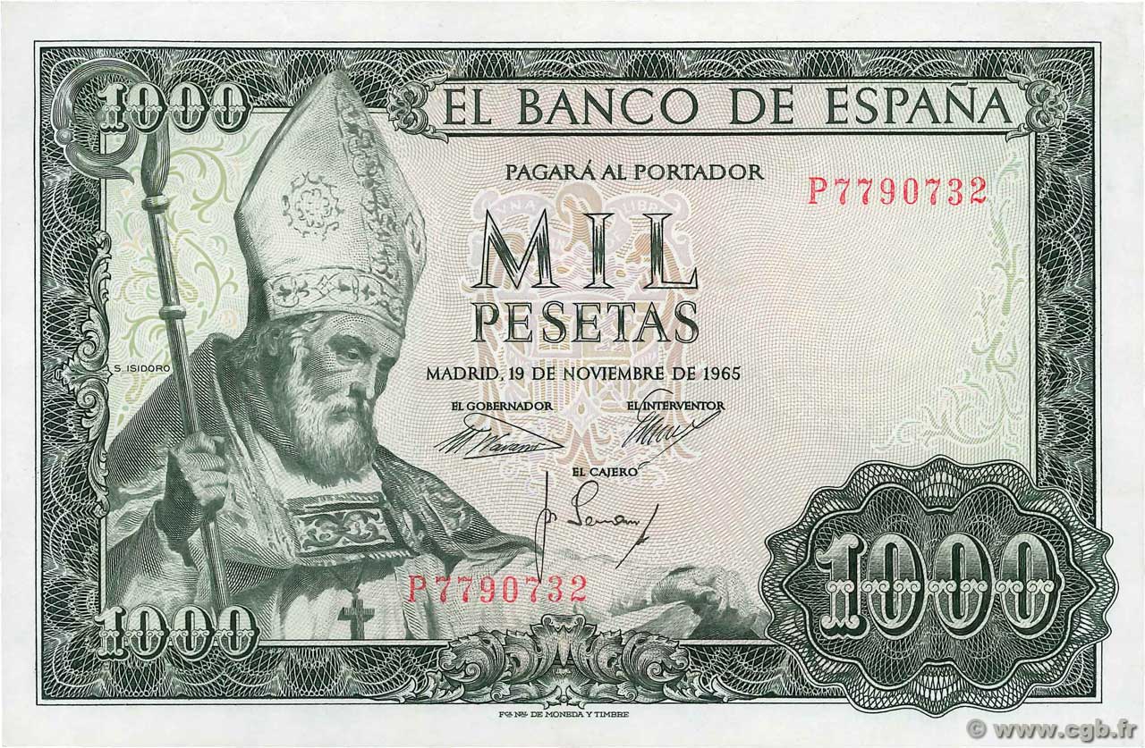 1000 Pesetas ESPAGNE  1965 P.151 SUP+