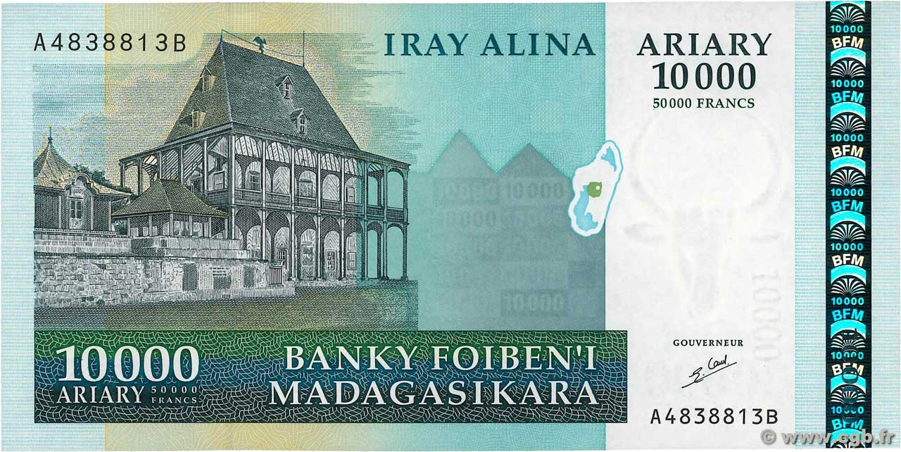 50000 Francs - 10000 Ariary MADAGASKAR  2003 P.085 fST+