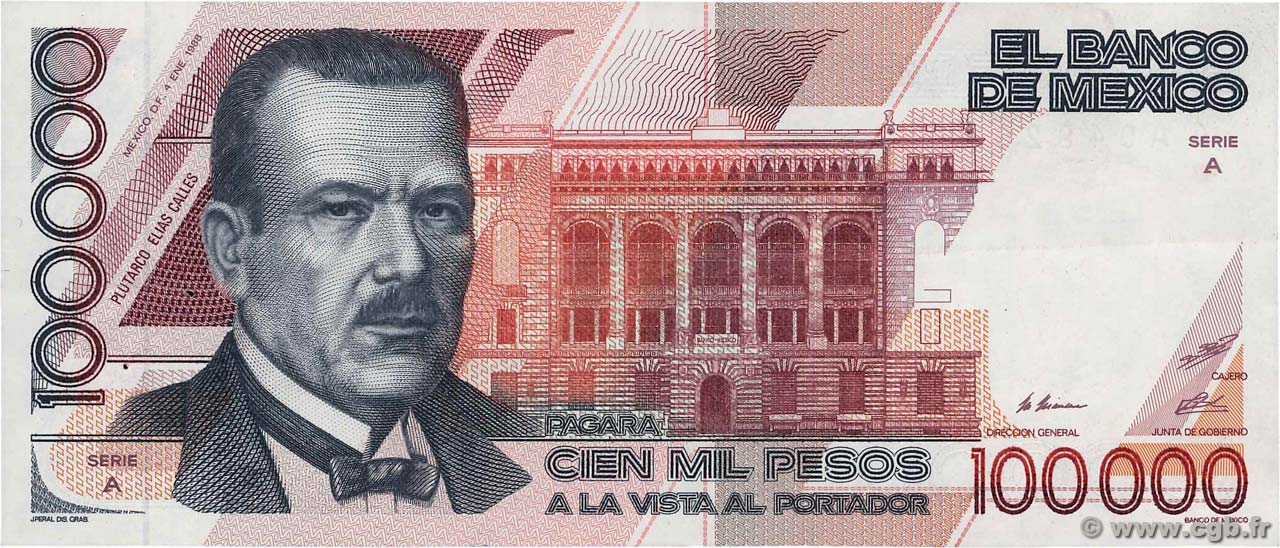 100000 Pesos MEXICO  1988 P.094a XF