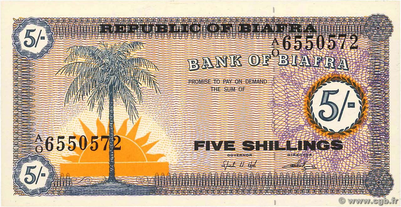 5 Shillings BIAFRA  1967 P.01 ST
