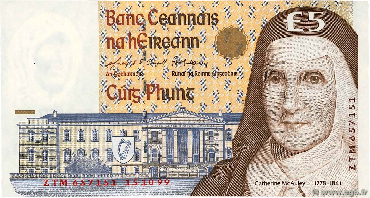 5 Pounds IRELAND REPUBLIC  1999 P.075b UNC