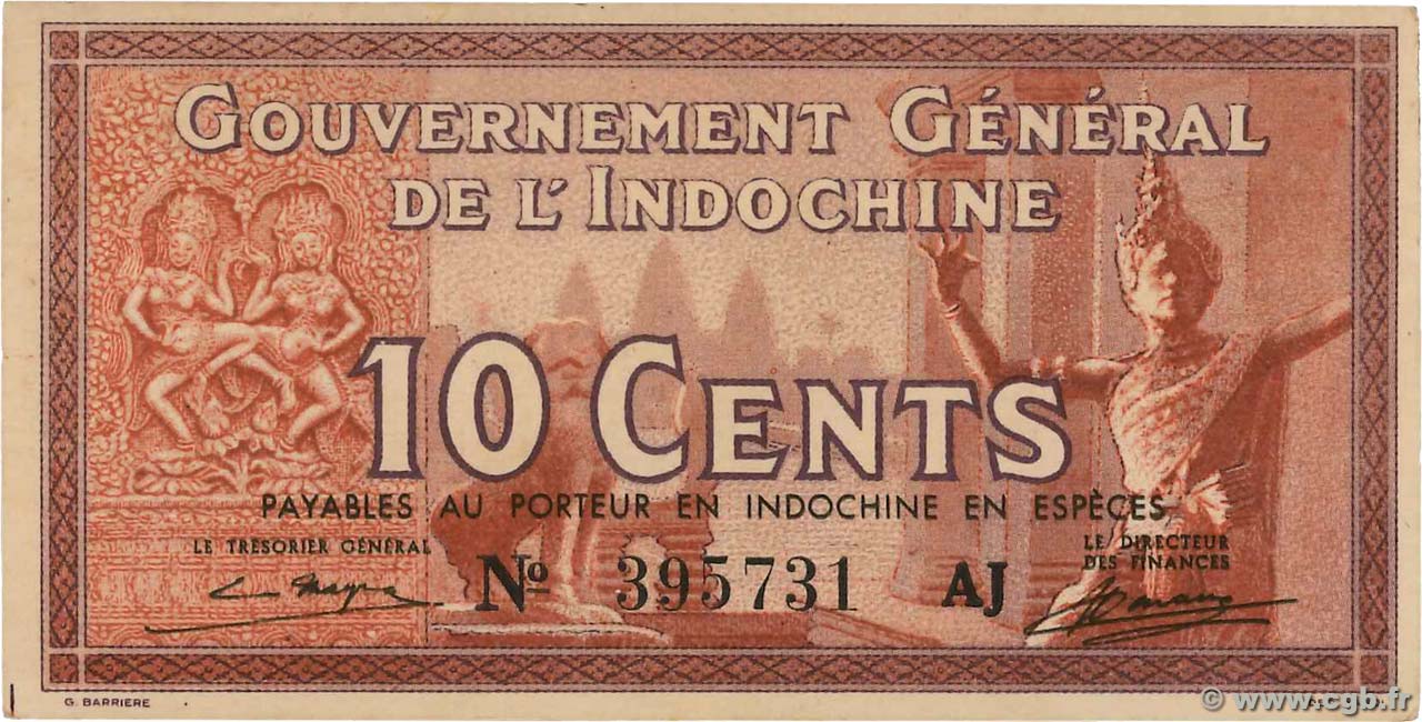 10 Cents INDOCHINE FRANÇAISE  1939 P.085c pr.NEUF