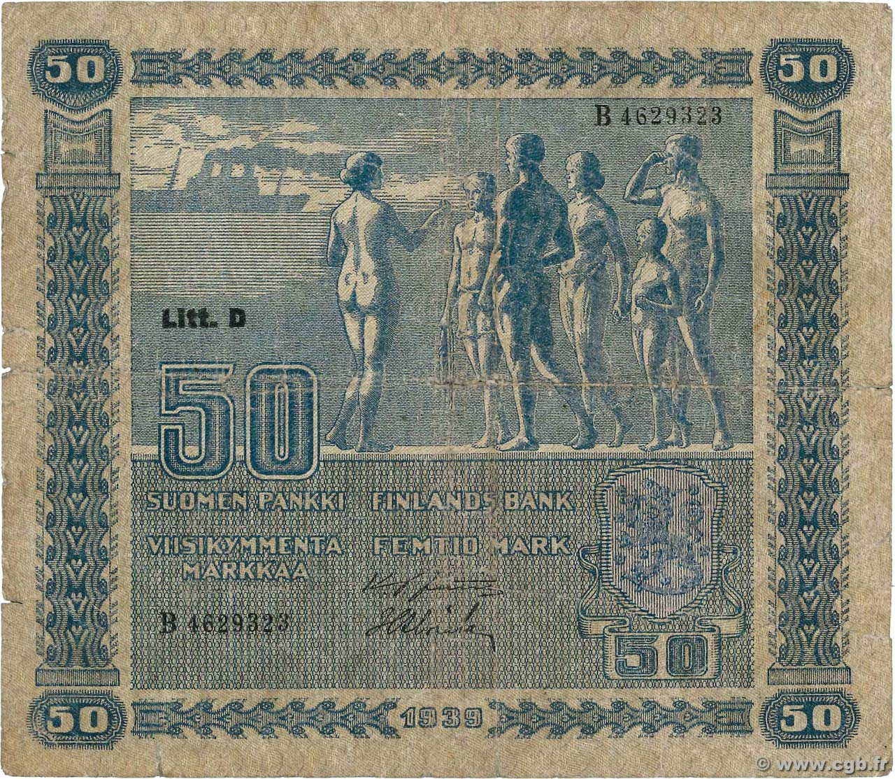 50 Markkaa FINLANDE  1939 P.072a B
