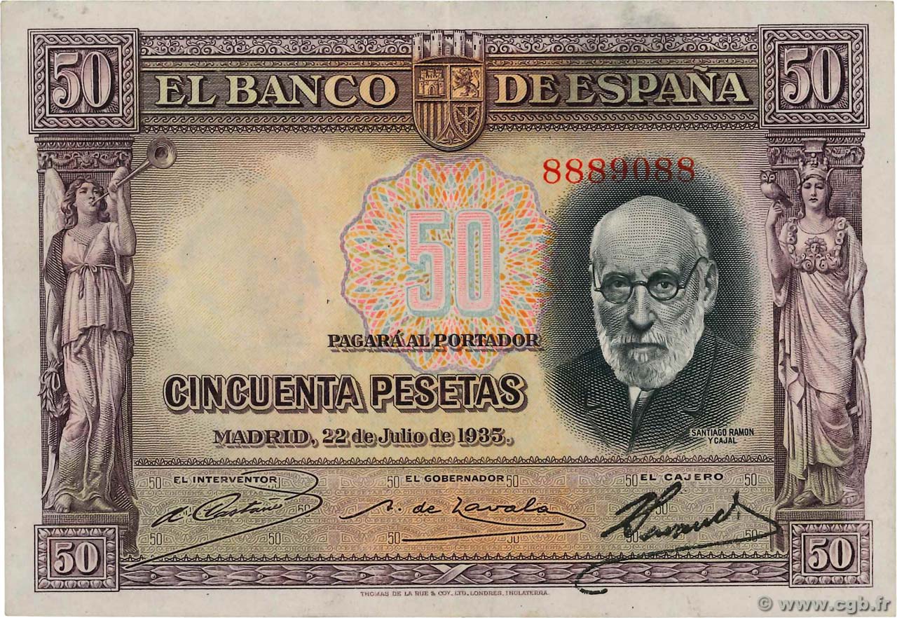 50 Pesetas ESPAÑA  1935 P.088 EBC
