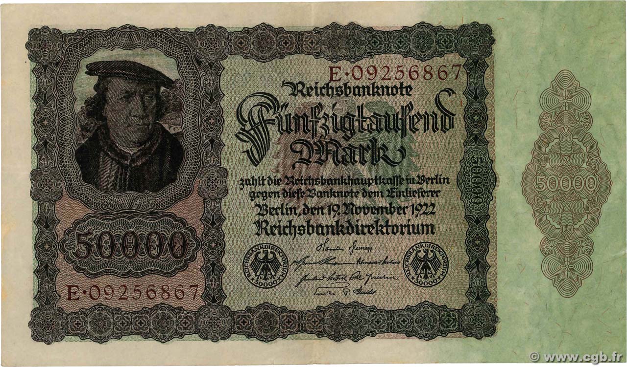 50000 Mark GERMANY  1922 P.080 VF+