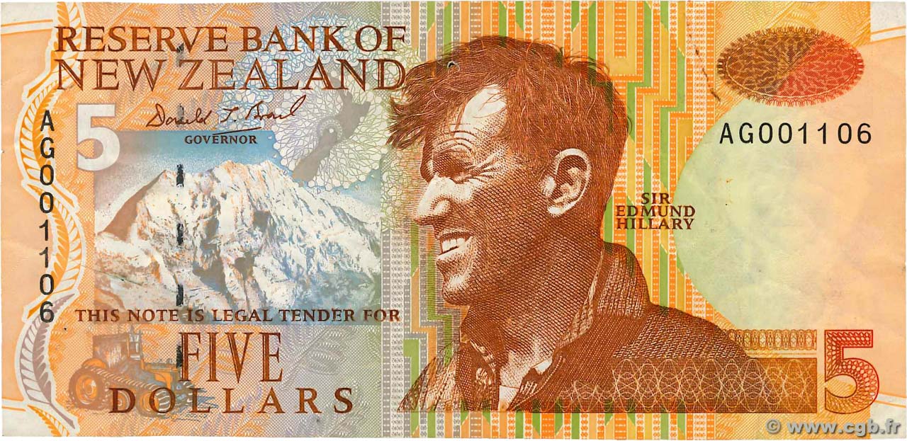 5 Dollars NEW ZEALAND  1992 P.177 F