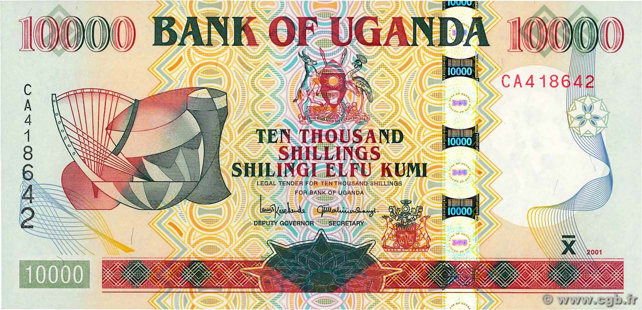 10000 Shillings UGANDA  2001 P.41a ST