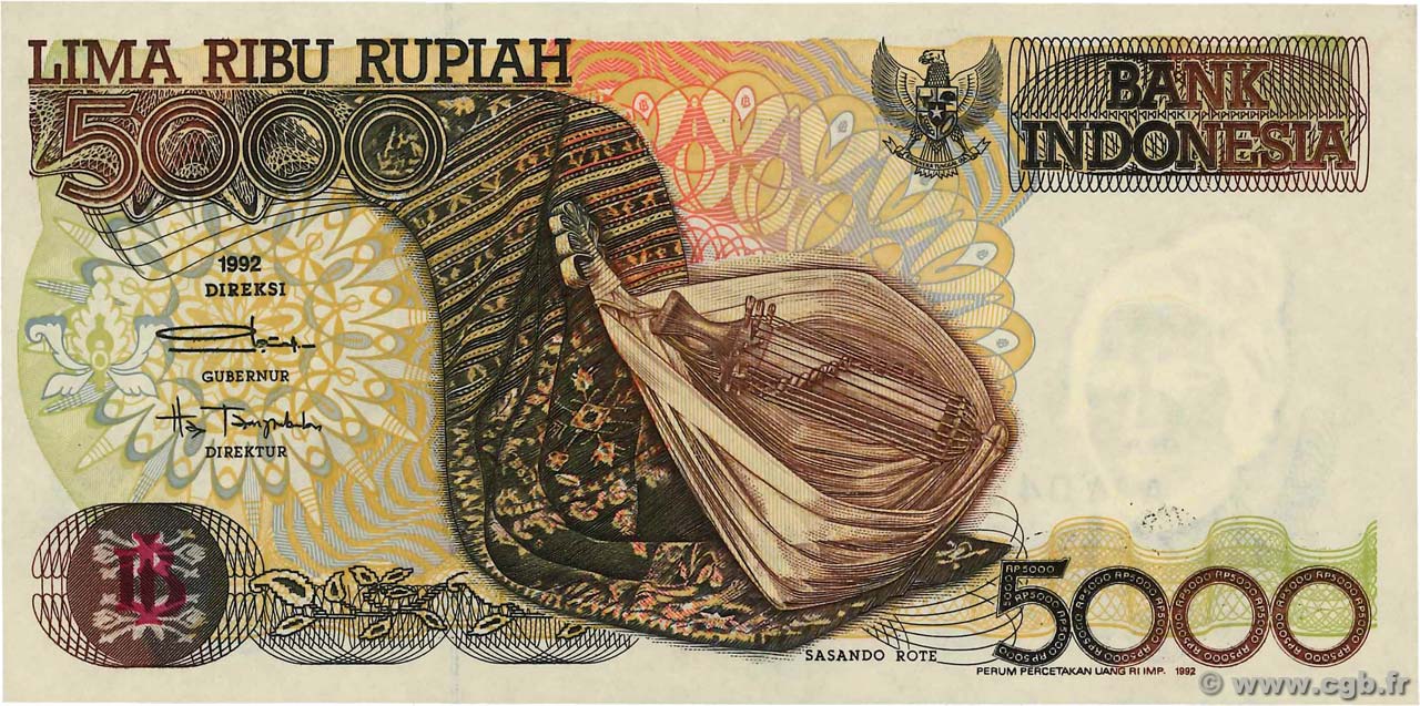5000 Rupiah INDONESIA  1992 P.130a UNC