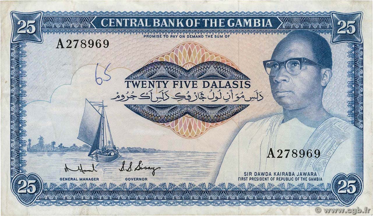 25 Dalasis GAMBIE  1972 P.07b TTB