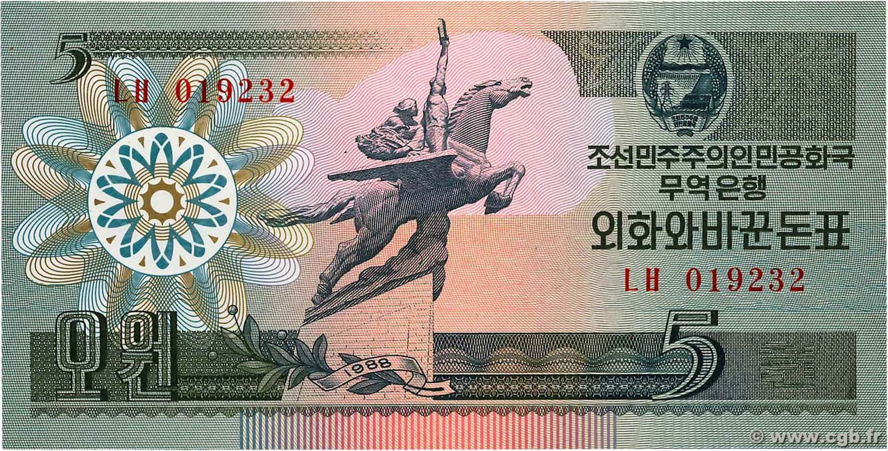 5 Won NORTH KOREA  1988 P.28 UNC