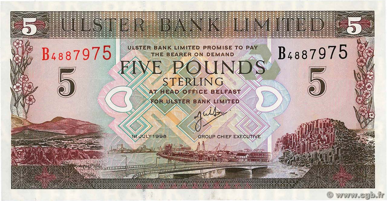 5 Pounds IRLANDE DU NORD  1998 P.335b NEUF