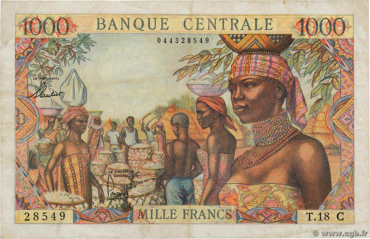 1000 Francs ÉTATS DE L AFRIQUE ÉQUATORIALE  1962 P.05g TTB