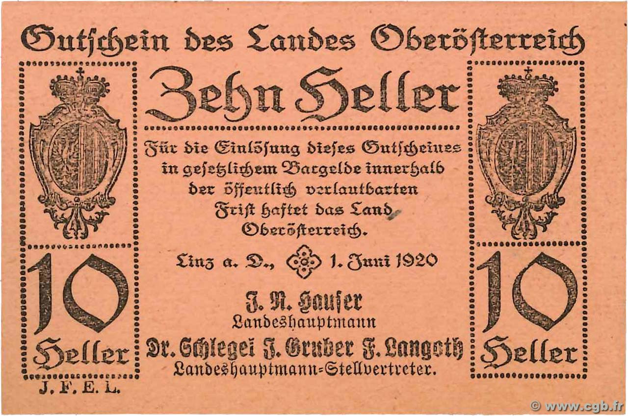 10 Heller AUTRICHE  1920 PS.117a NEUF