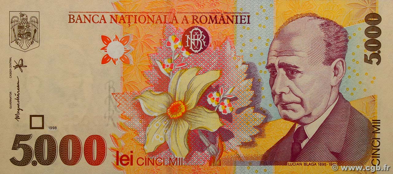 5000 Lei RUMANIA  1998 P.107b FDC