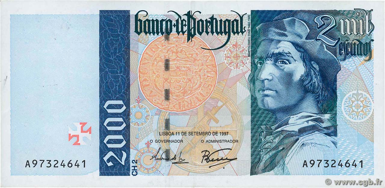 2000 Escudos PORTUGAL  1997 P.189c TTB+