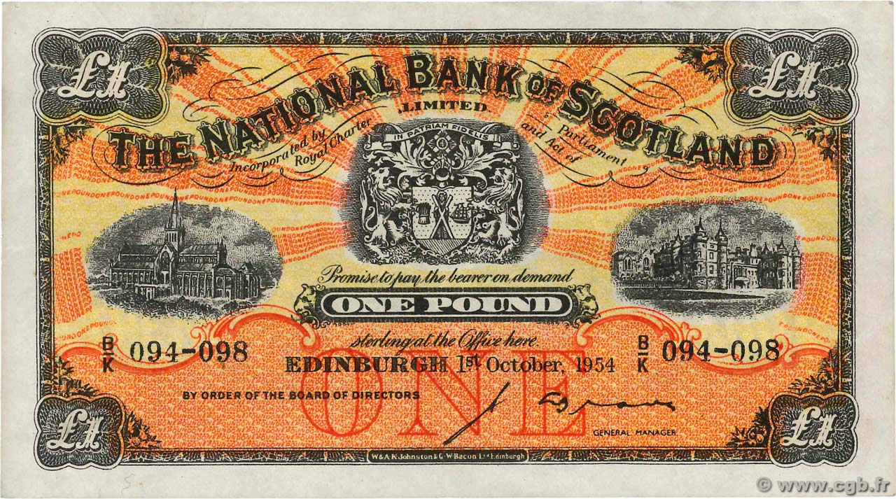 1 Pound ÉCOSSE  1954 P.258c TTB
