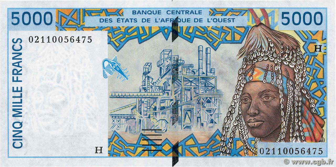 5000 Francs ÉTATS DE L AFRIQUE DE L OUEST  2002 P.613Hk pr.NEUF