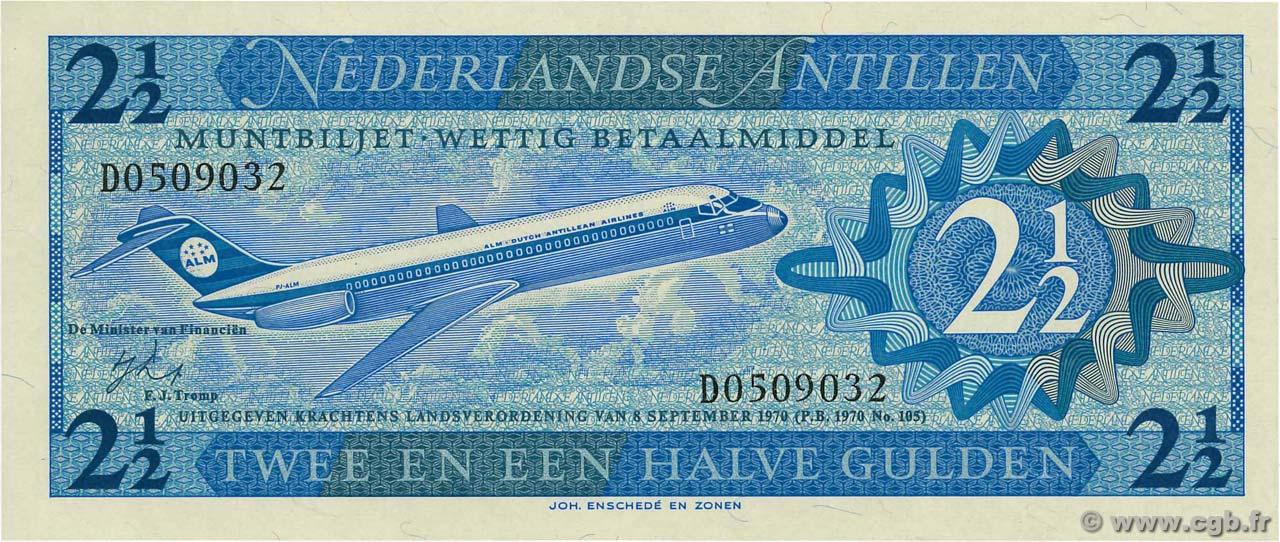 2,5 Gulden ANTILLE OLANDESI  1970 P.21a FDC