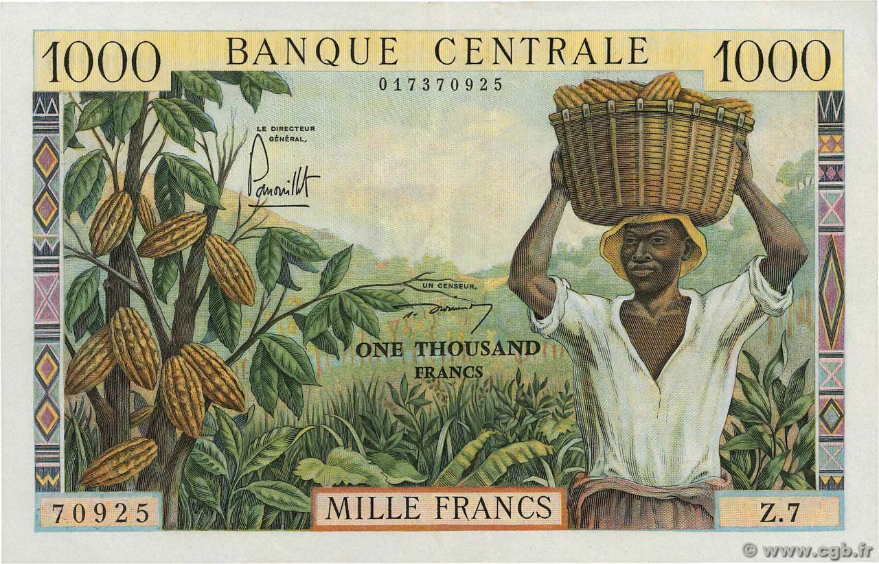 1000 Francs CAMERúN  1962 P.12a MBC