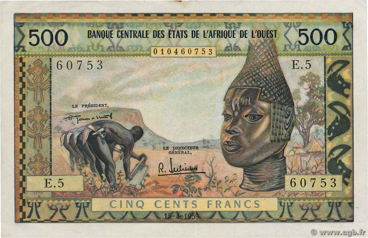 500 Francs ÉTATS DE L AFRIQUE DE L OUEST  1959 P.003a TTB