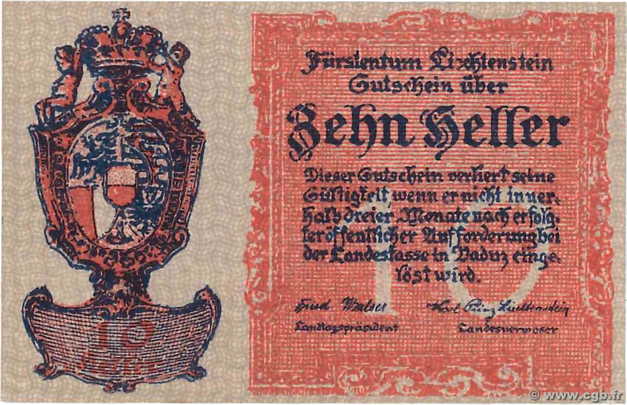 10 Heller LIECHTENSTEIN  1920 P.01 SPL+
