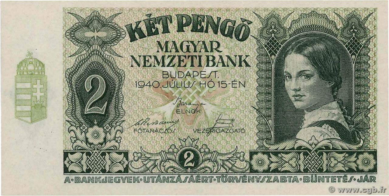 2 Pengö HUNGARY  1940 P.108 UNC