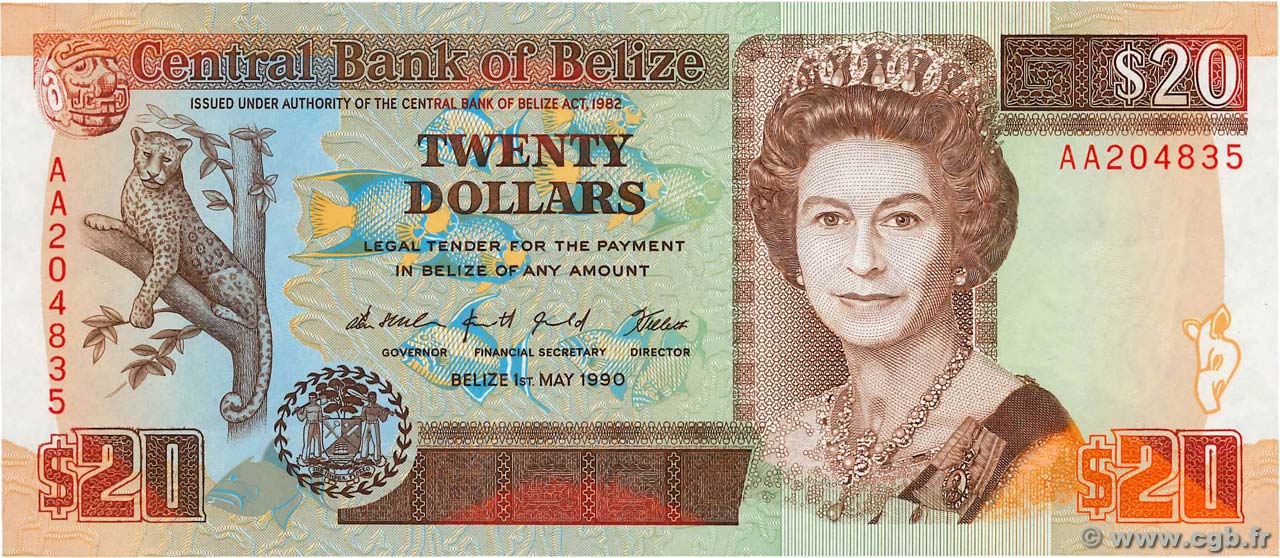 20 Dollars BELIZE  1990 P.55 UNC