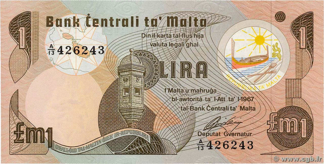 1 Lira MALTA  1979 P.34b UNC