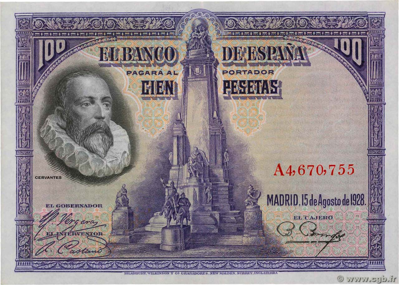 100 Pesetas ESPAÑA  1928 P.076b SC