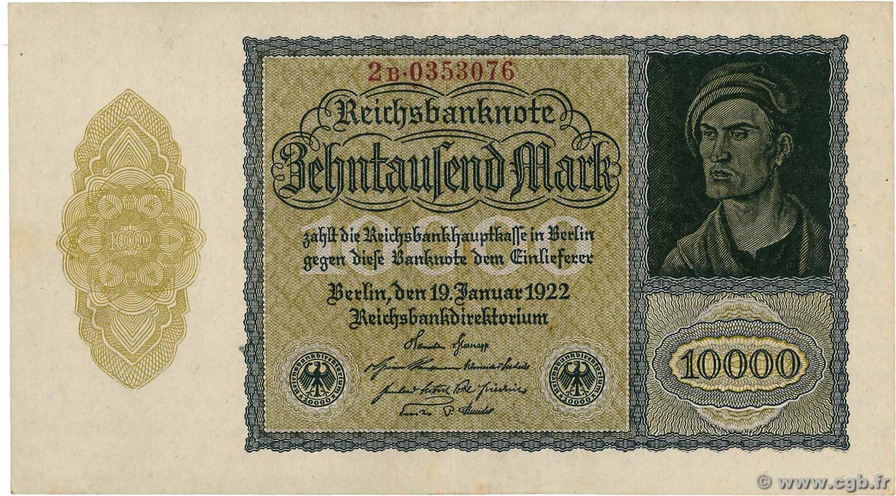 10000 Mark ALEMANIA  1922 P.072 EBC