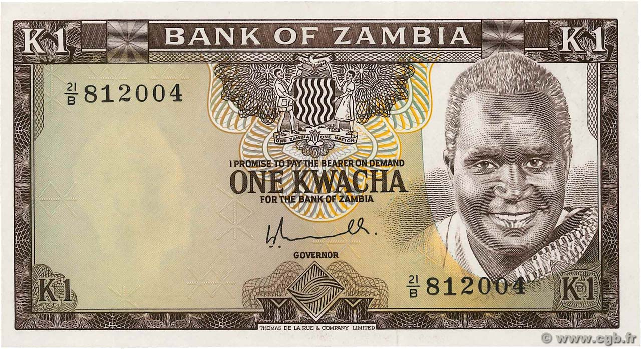 1 Kwacha ZAMBIA  1976 P.19a UNC