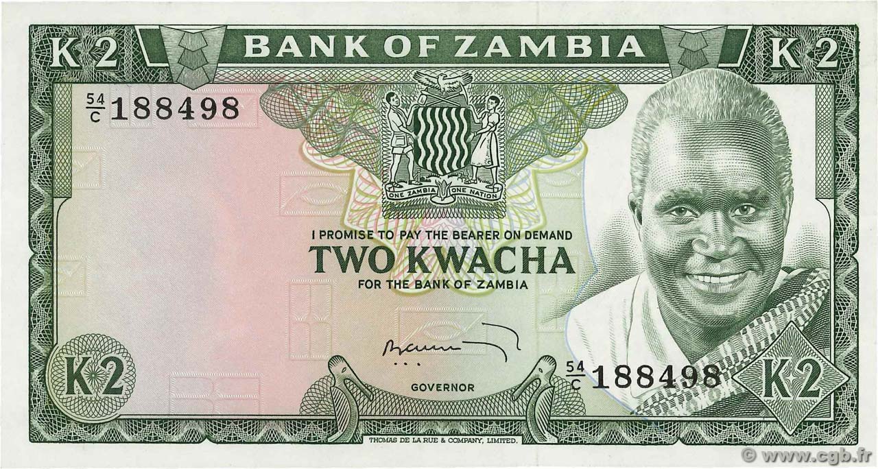 2 Kwacha ZAMBIA  1974 P.20a SC+