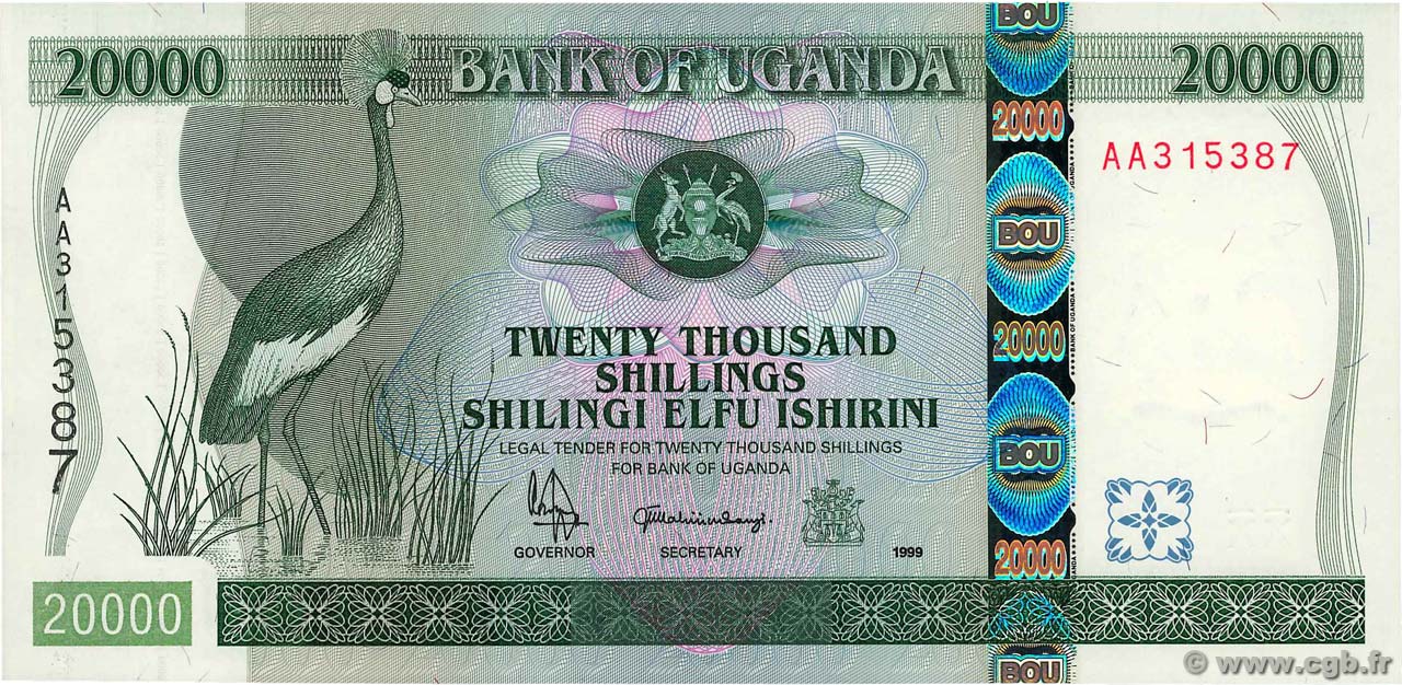 20000 Shillings UGANDA  1999 P.42 fST+