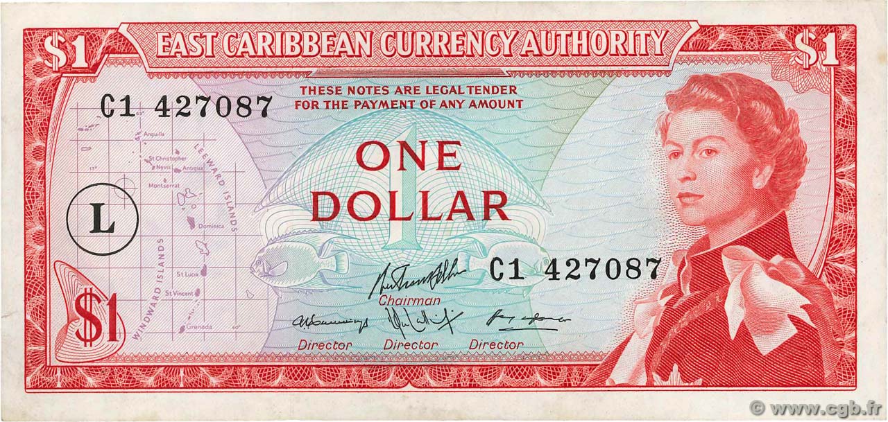 1 Dollar EAST CARIBBEAN STATES  1965 P.13l VF