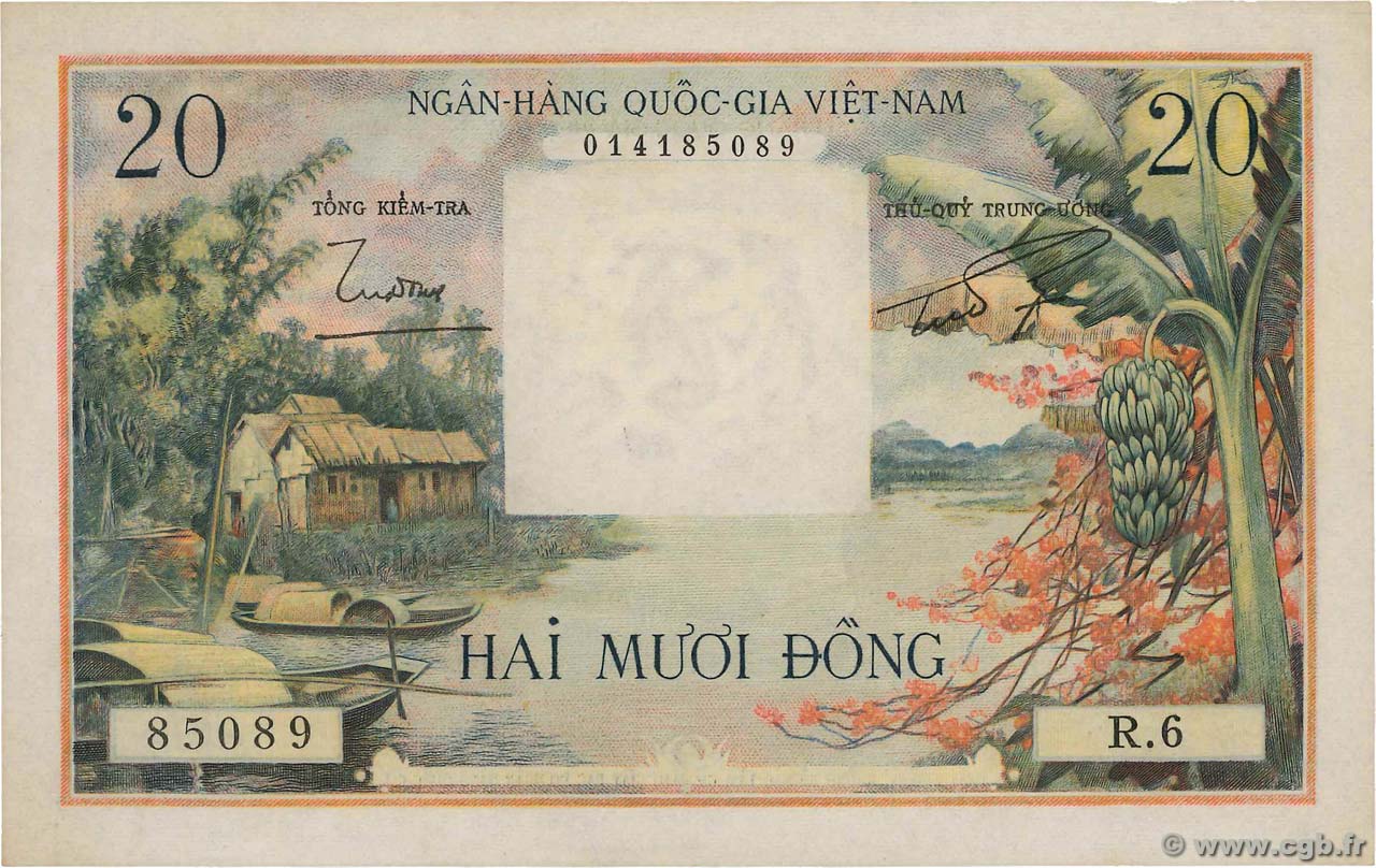 20 Dong SOUTH VIETNAM  1956 P.04a AU