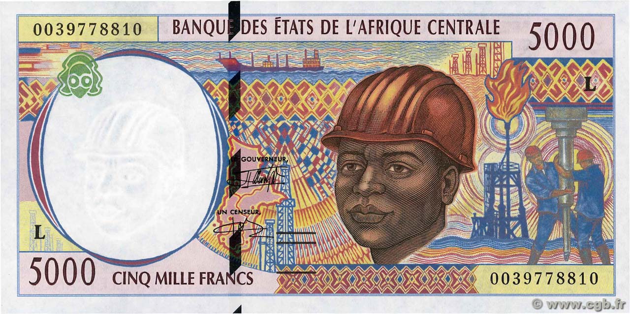 5000 Francs STATI DI L  AFRICA CENTRALE  2000 P.404Lf q.FDC